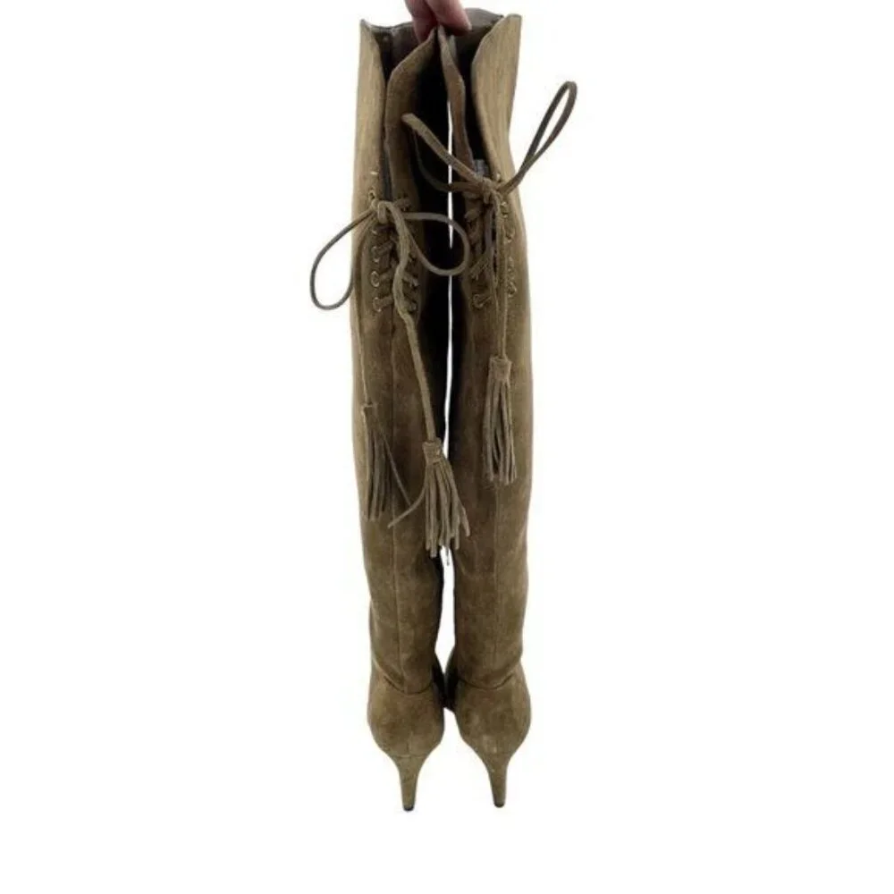 Vince Camuto Cherline Brown Suede Leather Over the Knee Boots SZ 6 New